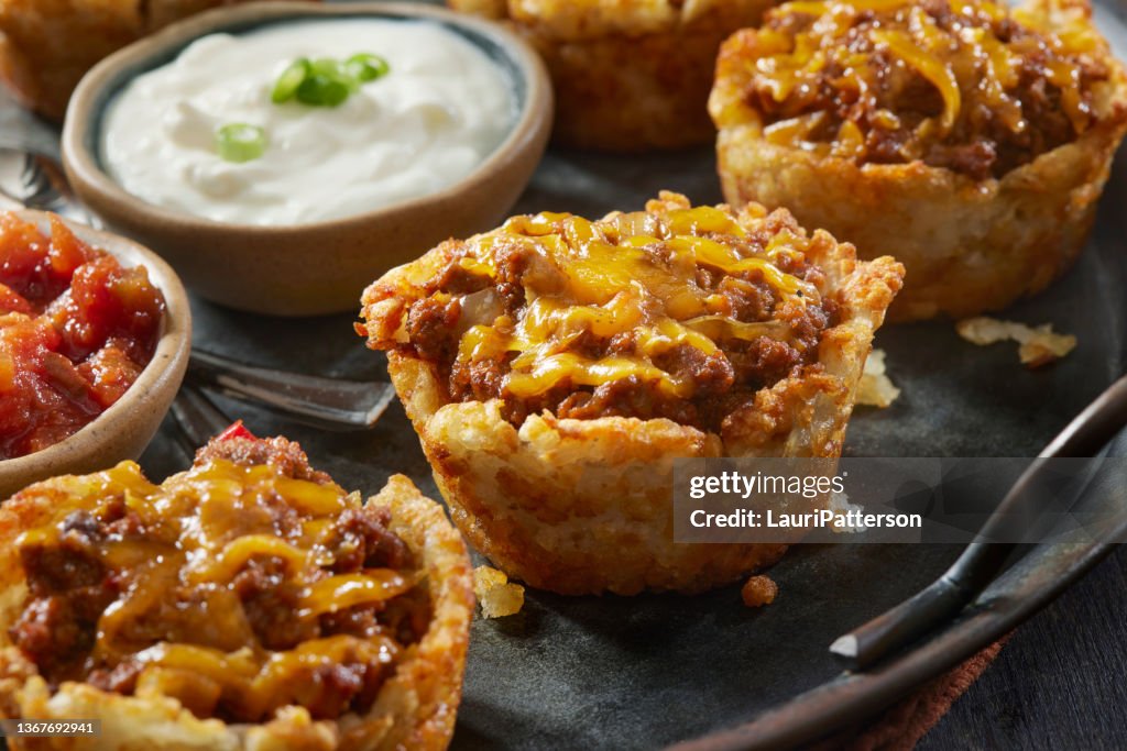 Crispy Tatar Tot Taco Cups