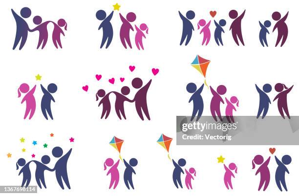 stockillustraties, clipart, cartoons en iconen met family and kids design element - school logo