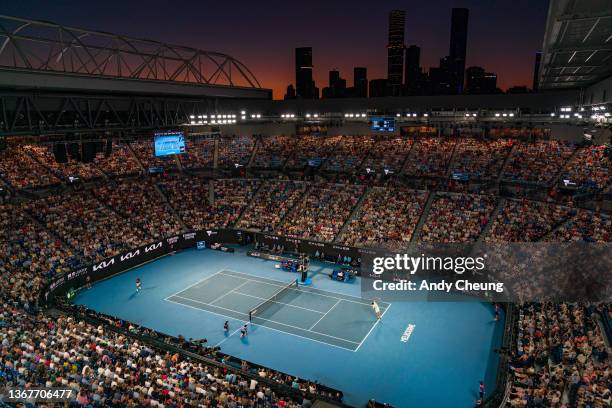 General view of Rod Laver Arena during the Men's Singles Final match between Rafael Nadal of Spain and Daniil Medvedev of Russia during day 14 of the...