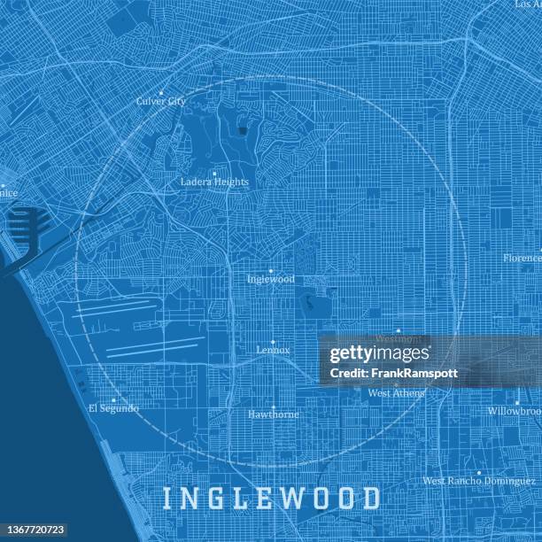 inglewood ca city vector road map blue text - los angeles county stock illustrations