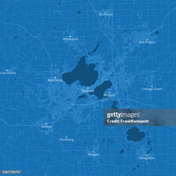 greater madison wi city vector road map blue text - wisconsin vector stock illustrations