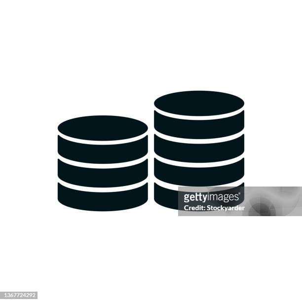 stack of coins solid icon - flipping a coin stock illustrations