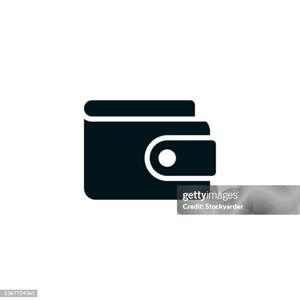 ilustraciones, imágenes clip art, dibujos animados e iconos de stock de icono sólido amigable con la billetera - cartera vacía