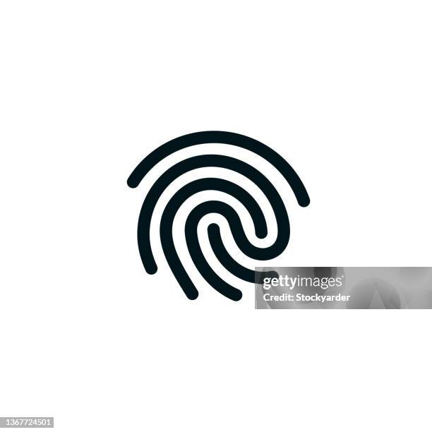 fingerprint impression solid symbol - daumenabdruck stock-grafiken, -clipart, -cartoons und -symbole