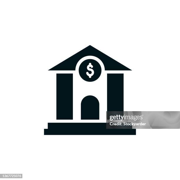 stockillustraties, clipart, cartoons en iconen met national central bank solid icon - centrale bank