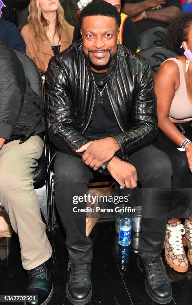 Actor Chris Tucker attends the game between the Los Angeles Lakers and the Atlanta Hawks at State Farm Arena on January 30, 2022 in Atlanta, Georgia.