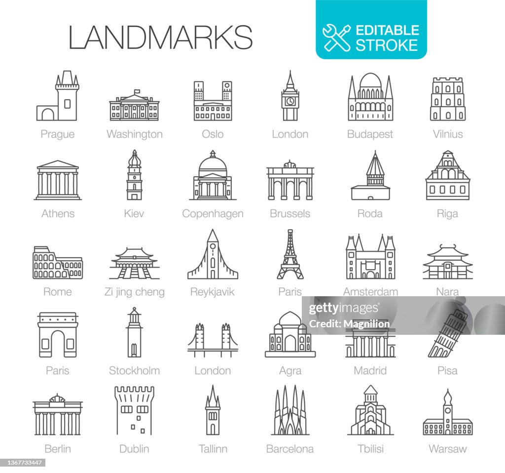 Iconos de puntos de referencia Establecer trazo editable