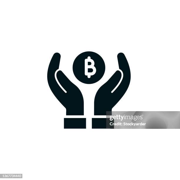 blockchain fundraising solid icon - local economy stock illustrations