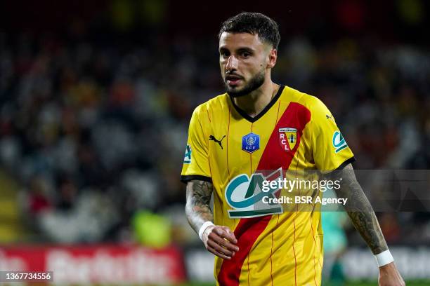 Facundo Medina of RC Lens during the Coupe de France match between RC Lens and AS Monaco at Stade Bollaert-Delelis on January 30, 2022 in Lens, France