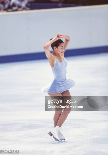 Michelle Kwan of the USA skates her free program in the Ladies Singles event of the figure skating competition in the 1998 Winter Olympics held on...