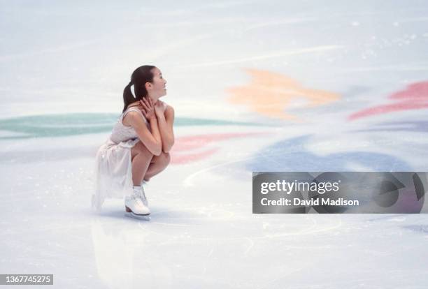 Michelle Kwan of the USA skates in the exhibition program of the figure skating competition in the 1998 Winter Olympics held on February 21, 1998 in...