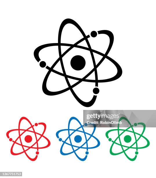 ilustrações de stock, clip art, desenhos animados e ícones de atom icon set - átomo