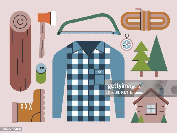 bildbanksillustrationer, clip art samt tecknat material och ikoner med wilderness gear—brightline series - vector stock illustrations