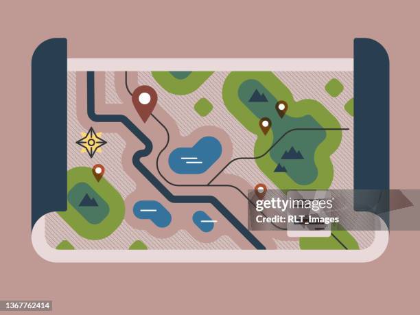 hiking trail map - wilderness stock illustrations