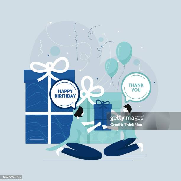 illustrazioni stock, clip art, cartoni animati e icone di tendenza di festa di compleanno, concetto di regalo - gift lounge