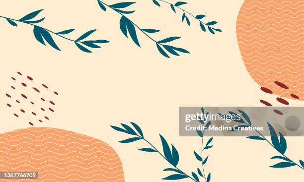 hand drawn minimal background with leaf shapes - makeup texture stock illustrations