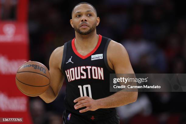 Eric Gordon of the Houston Rockets in action against the San Antonio Spurs at Toyota Center on January 25, 2022 in Houston, Texas. NOTE TO USER: User...