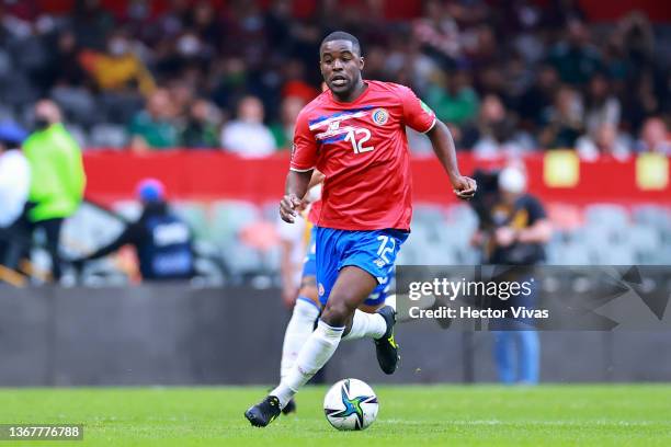 Joel Campbell of Costa Rica drives the ball during the match between Mexico and Costa Rica as part of the Concacaf 2022 FIFA World Cup Qualifier at...