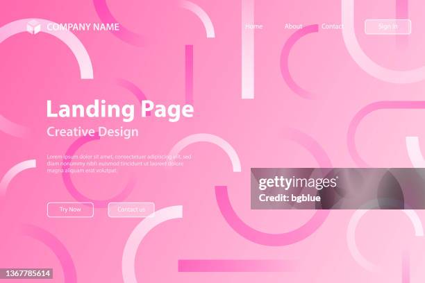 landing page template - abstract design with geometric shapes - trendy pink gradient - circle shape stock illustrations