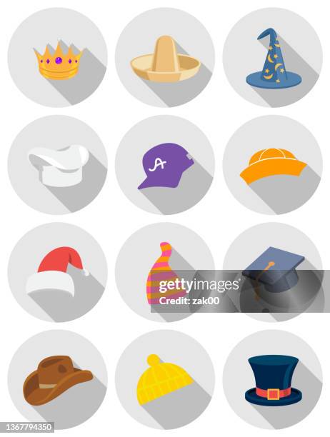 illustrazioni stock, clip art, cartoni animati e icone di tendenza di cappelli - sombrero fedora