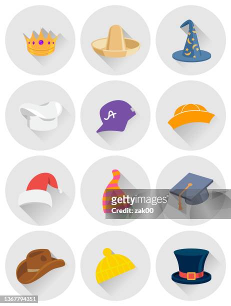 illustrazioni stock, clip art, cartoni animati e icone di tendenza di cappelli - sombrero fedora