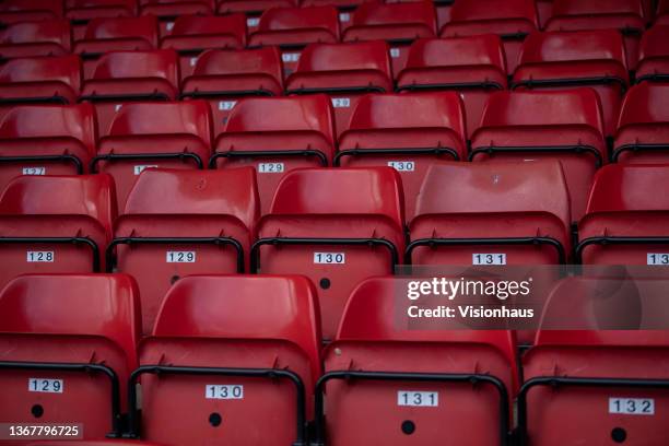 Empty red seats ahead of the Vitality Women's FA Cup Fourth Round between Aston Villa and Chelsea at Banks's Stadium on January 29, 2022 in Walsall,...