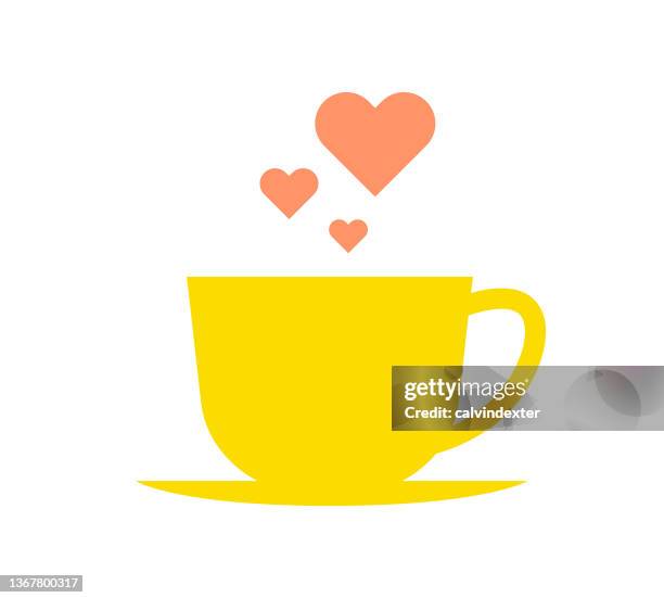 coffee cup and heart shapes - friends sharing coffee stock illustrations