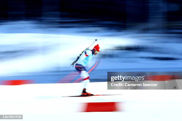 Athlete of Team Czech Republic trains during the Biathlon Training Session at National Biathlon Centre ahead of Beijing 2022 Winter Olympic Games on...