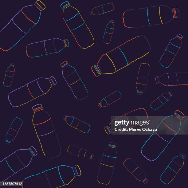 plastic bottle background - drinking clear liquid stock illustrations