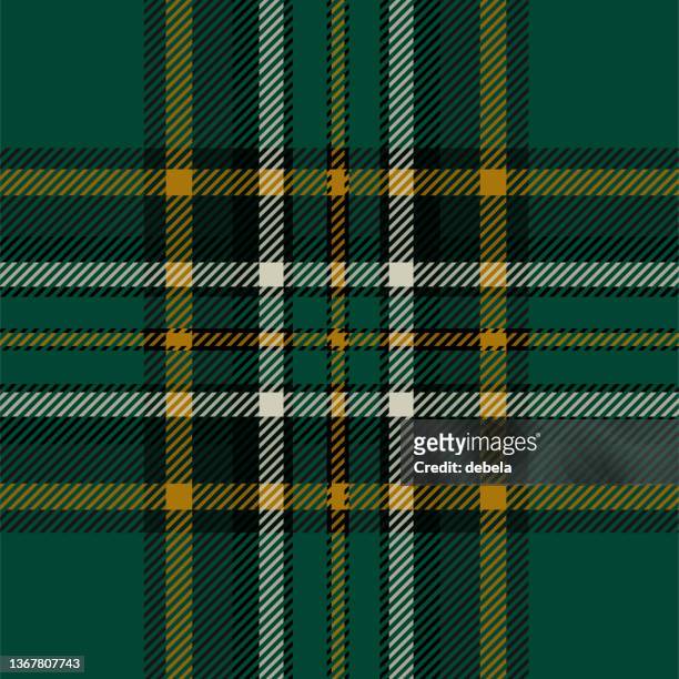 irish national tartan plaid pattern fabric swatch - irish tweed stock illustrations
