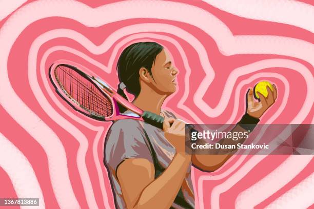 illustrations, cliparts, dessins animés et icônes de vibrations positives dans le sport - tennis terre battue