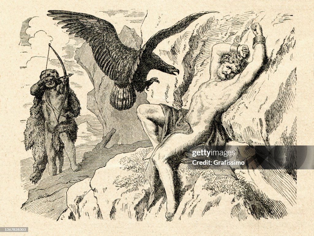 Hercules liberating Prometheus from an eagle drawing