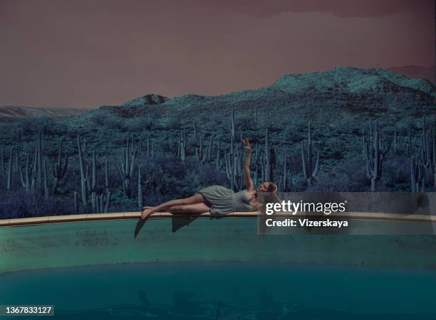 resting women - swimming pool hill stock pictures, royalty-free photos & images