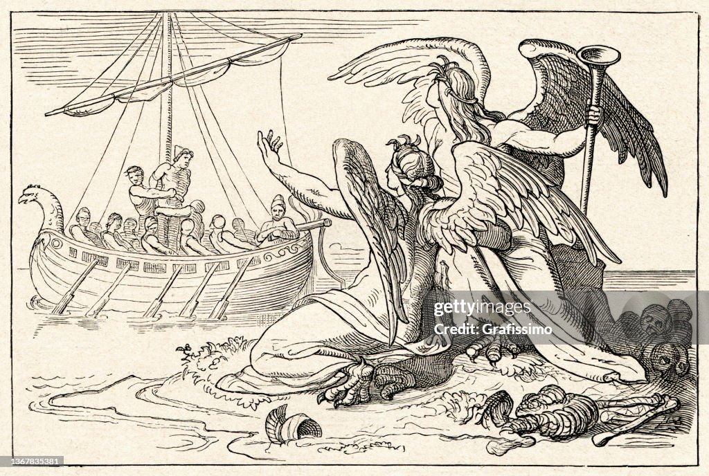 Sirènes chantant à Ulysse ou aux hommes d’Ulysse passant dans le navire