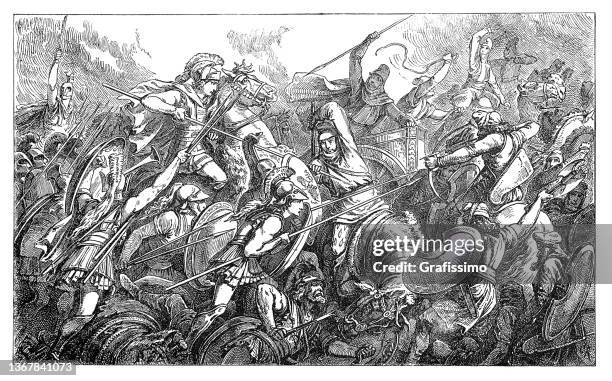 battle of issus between alexander the great and the achaemenid empire 333 bc - macedonia greece stock illustrations