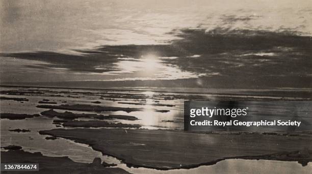 Sunset in the Antarctic during the Shackleton-Rowett Antarctic Expedition 1921-1922 'Quest'.