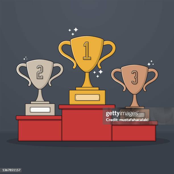 bildbanksillustrationer, clip art samt tecknat material och ikoner med trophy podium vector illustration - prispall