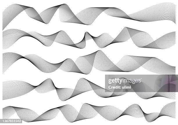 abstract graphic waves - thin ribbon stock illustrations