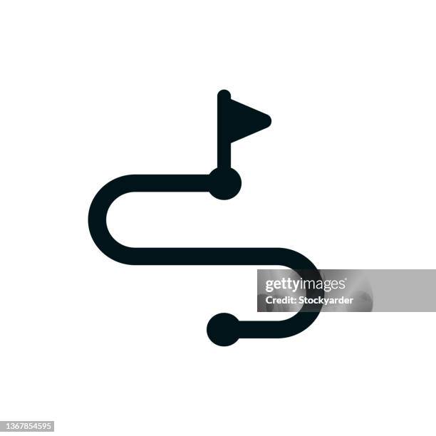 stockillustraties, clipart, cartoons en iconen met walking route solid icon - stappenplan