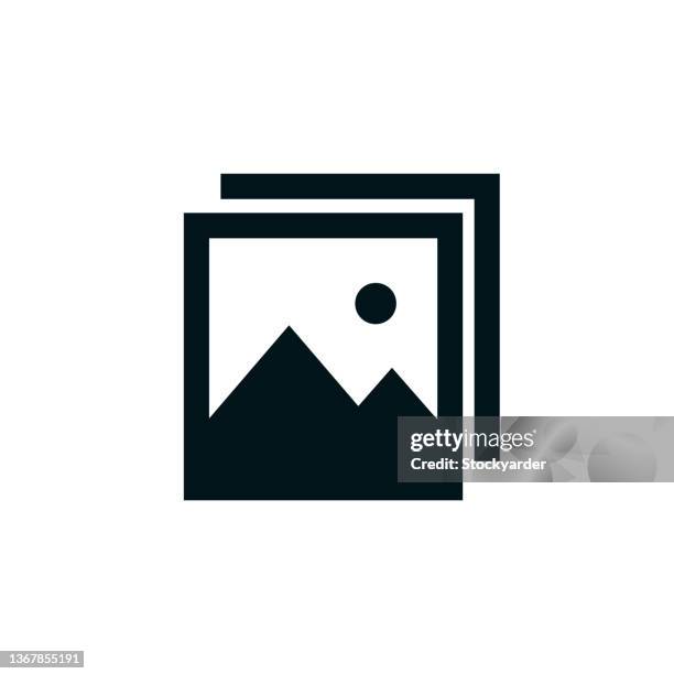 image gallery solid icon - photomaton stock illustrations