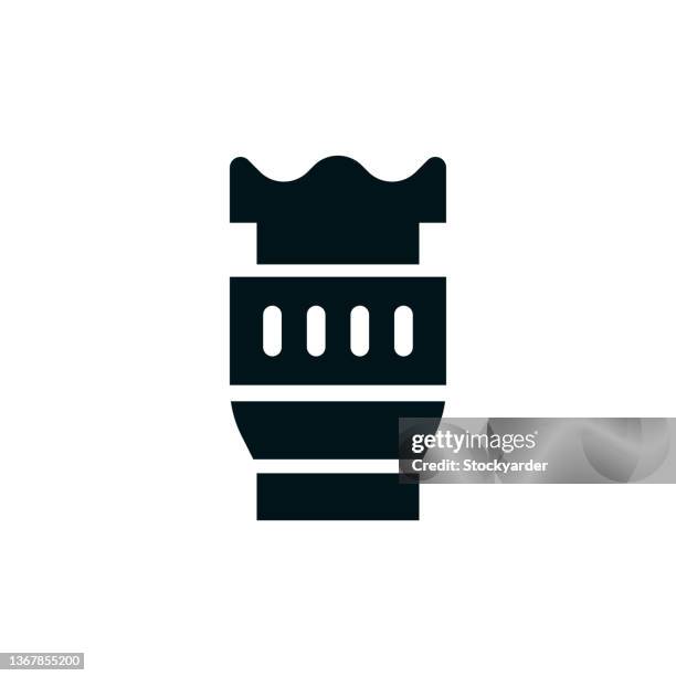 multiple lens camera solid icon - electronics store interior stock illustrations
