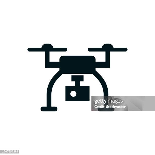 surveillance drone solid icon - model airplane stock illustrations