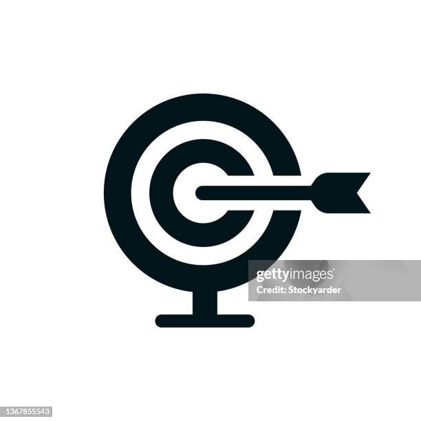 optimal targeting solid icon - archery competition stock illustrations