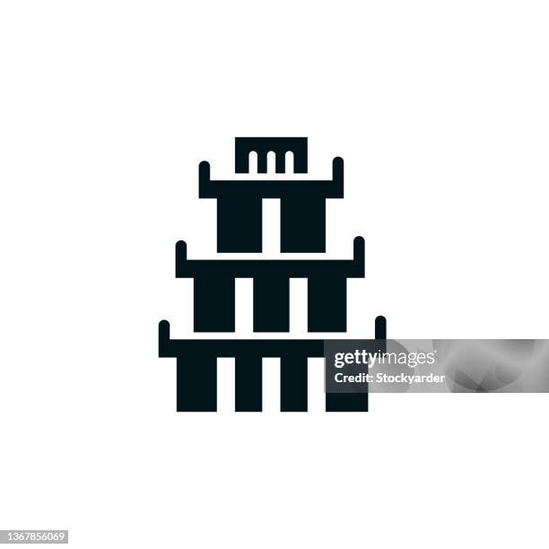 temple complex solid icon - buddha statue stock illustrations
