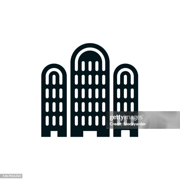 apartment building solid icon - skyscraper builder stock illustrations