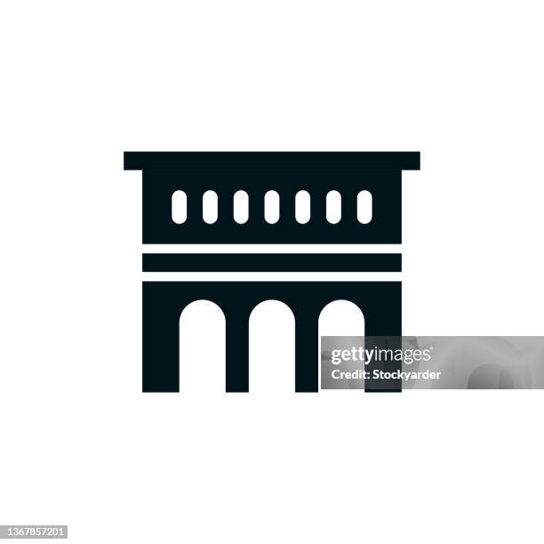 historic buildings solid icon - historic building stock illustrations