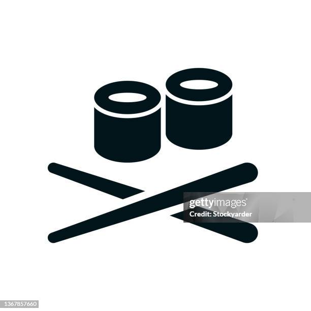 japanese restaurant solid icon - sushi plate white background stock illustrations