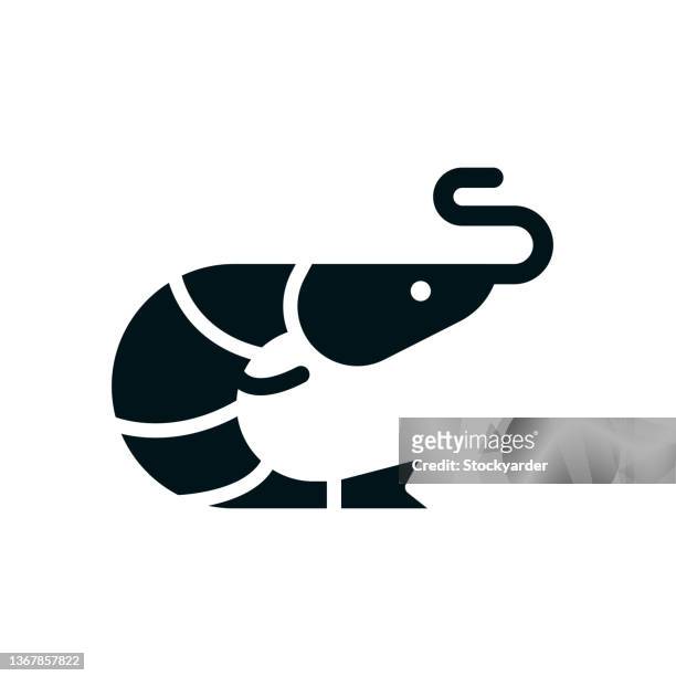 seafood solid icon - shrimp stock illustrations