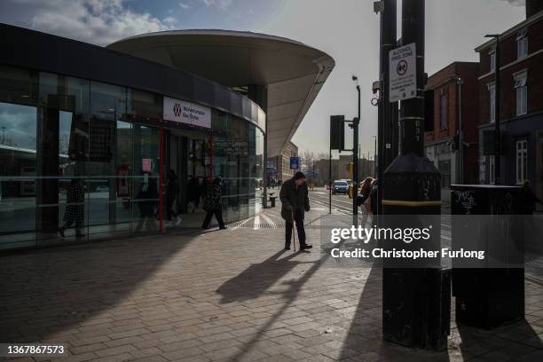 People walk through Wolverhampton city centre which is earmarked to benefit from the first 'Levelling Up' funds provided by the government on January...
