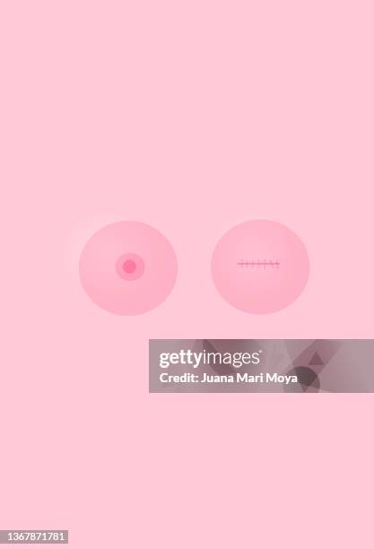 symbol of two female breasts, on a pink background - pezón fotografías e imágenes de stock